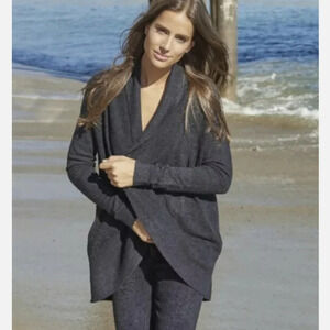 Barefoot Dreams Cozychic Lite Circle Cardigan Wrap Cocoom Fuzzy Textured Sweater